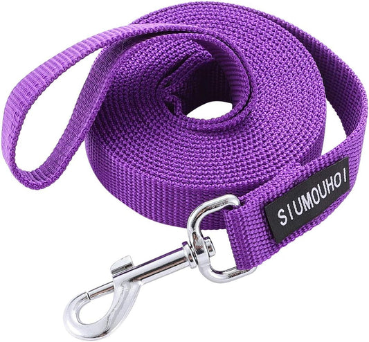 Strong Durable Nylon Dog Training Leash, 1 Inch Wide Traction Rope, 6 Ft 10Ft 15Ft Long, for Small and Medium Dog (Purple, 6 Feet)