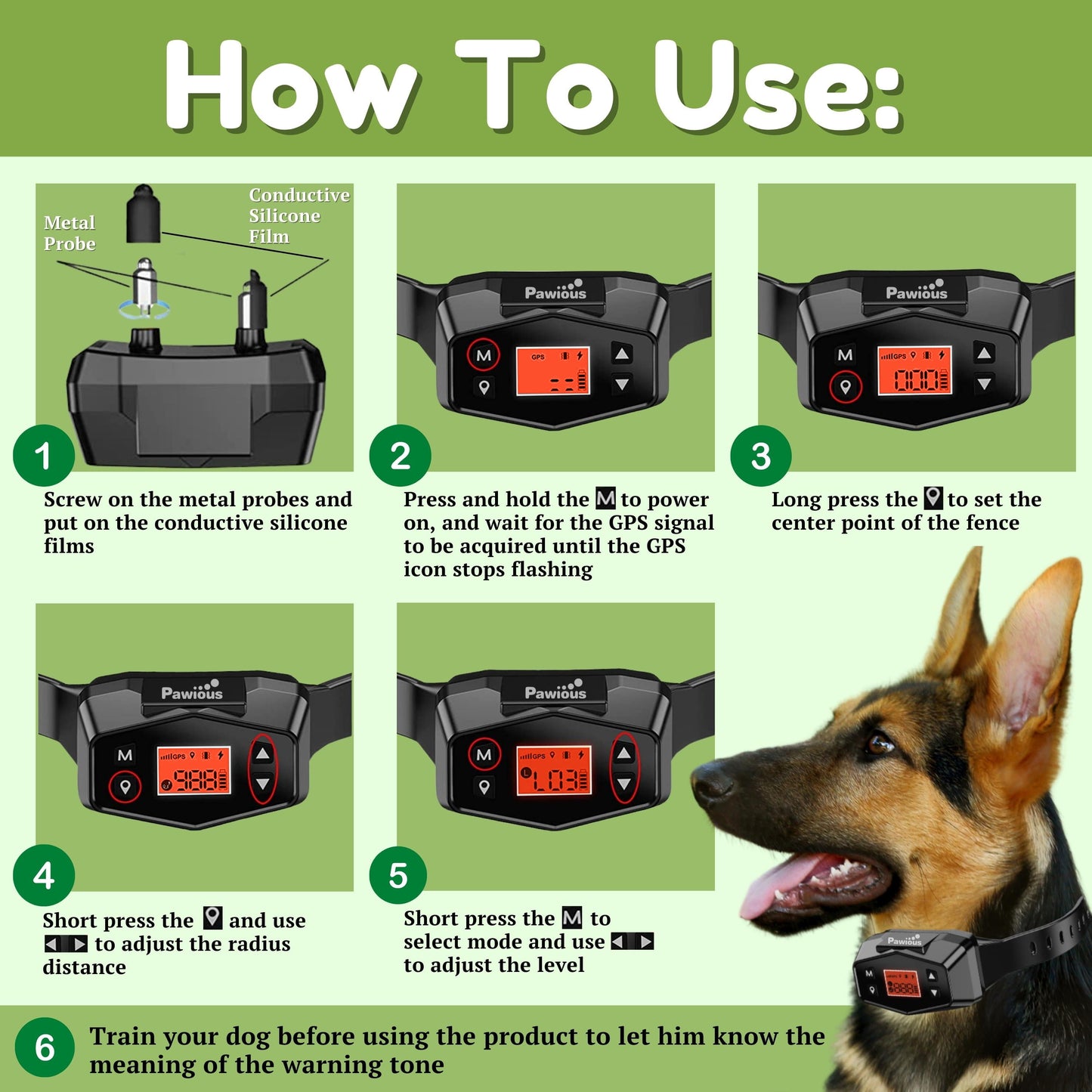 GPS Dog Fence - Wireless Fence for Dogs, from 33 up to 1000 Yards Coverage Area