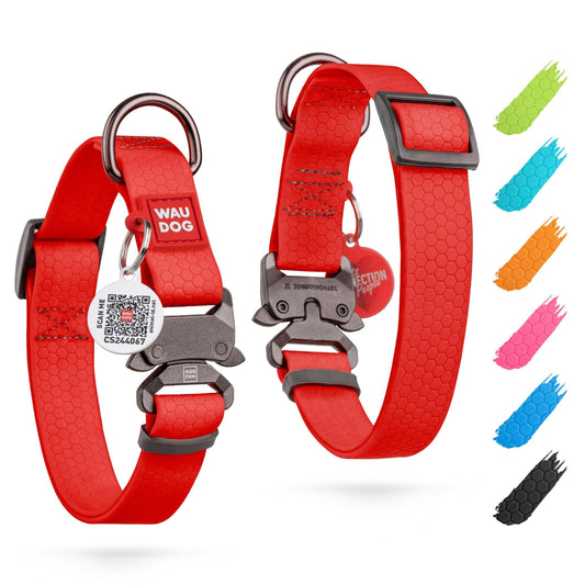Red Waterproof Dog Collar Size 12 19 Inch X 1 Inch Wide Metal Buckle
