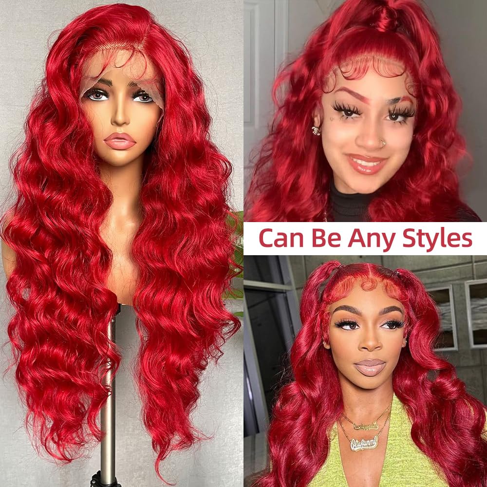 red lace front wigs human hair