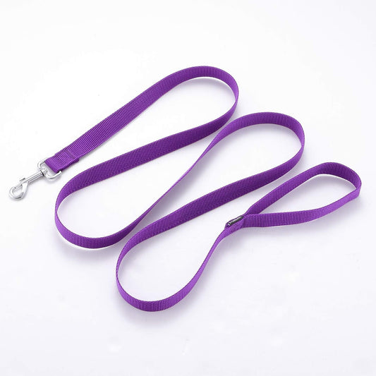 Strong Durable Nylon Dog Training Leash, 1 Inch Wide Traction Rope, 6 Ft 10Ft 15Ft Long, for Small and Medium Dog (Purple, 6 Feet)